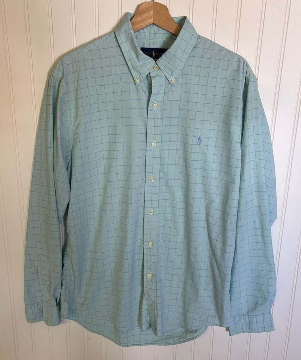 Polo Ralph Lauren Performance Men's Long Sleeve Button Down Shirt Blue sz L